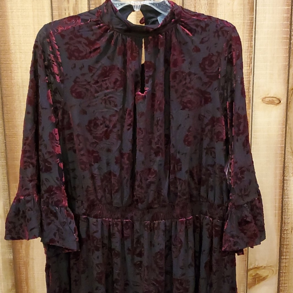 Modcloth Very Visionary Mock Neck Velvet Dress - Picture 3 of 7